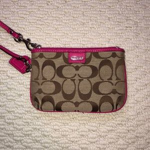 Coach Pink and Tan Wristlet/Wallet